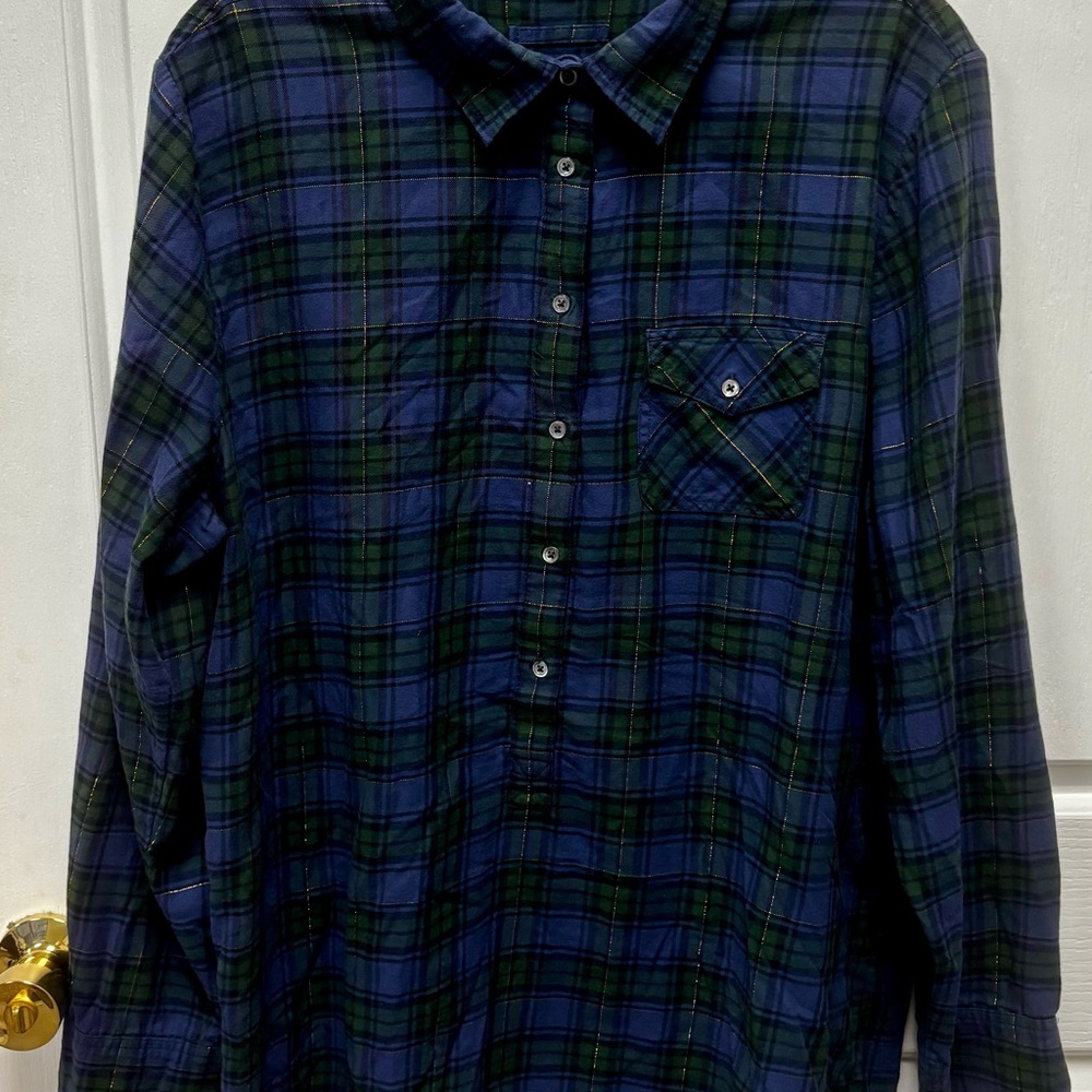 J. Crew Blue and Green Plaid Women's Tunic